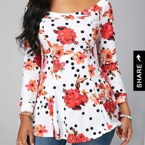 Rosewe Floral Scoop Neck Blouse